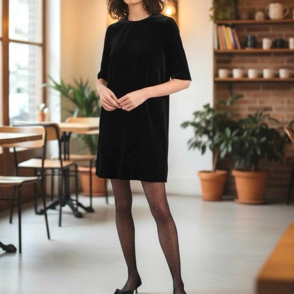 Pomander Place | Tuckernut Black Shirt Dress Size M/L Minimalist Wardrobe Basics